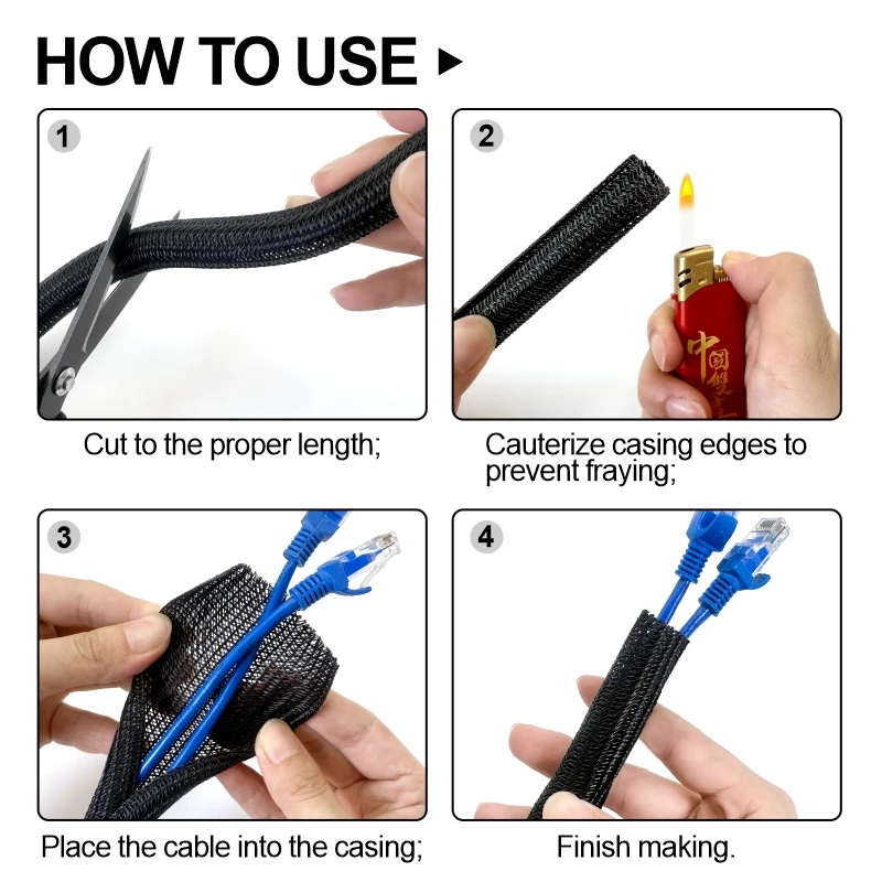 Cable Sleeve Braided - High Toughness PET Braided Split Wire