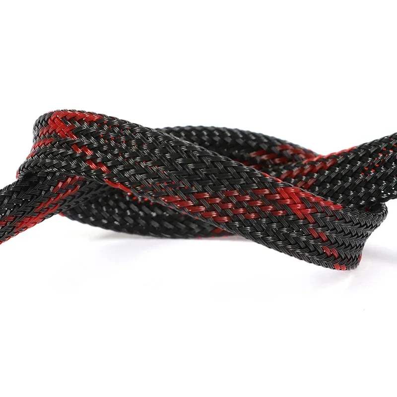 1~50m Black-Red Cross PET Brai - Cable Sleeve Braided reseña y precio