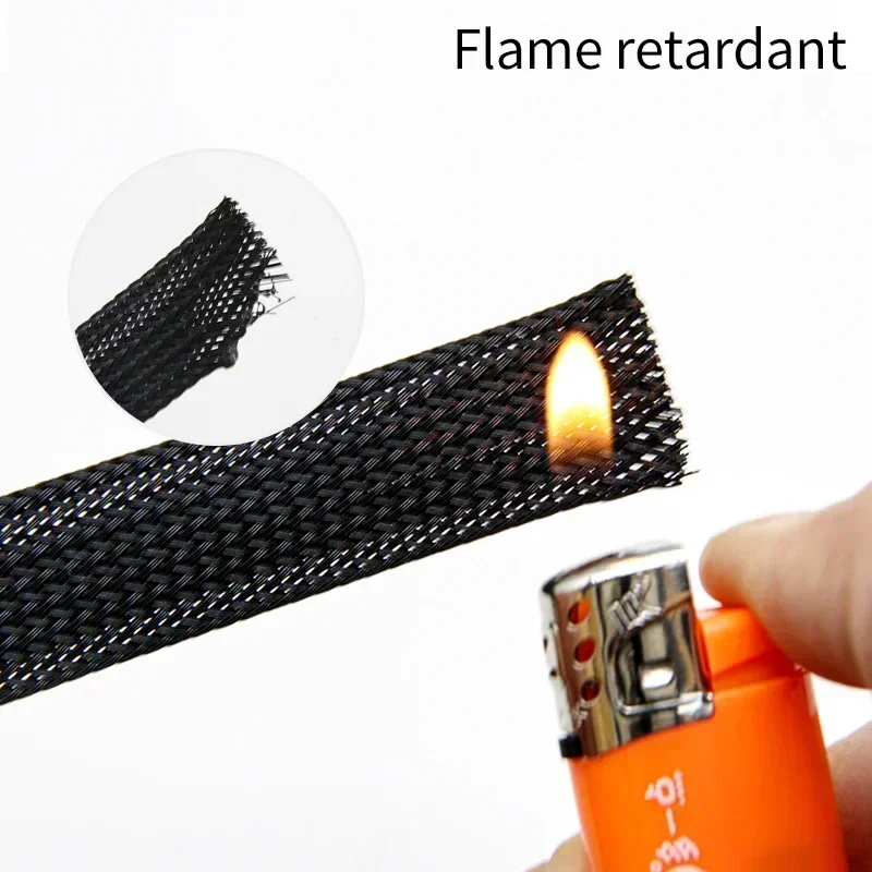 1~50m Black-Red Cross PET Brai - Cable Sleeve Braided reseña y precio
