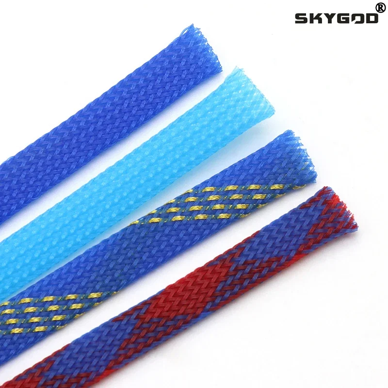 1/5/10M Blue-Gold-Red PET Brai - Cable Sleeve Braided reseña y precio