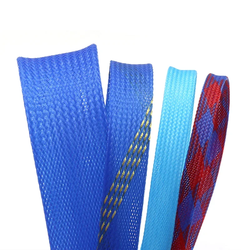 1/5/10M Blue-Gold-Red PET Brai - Cable Sleeve Braided reseña y precio