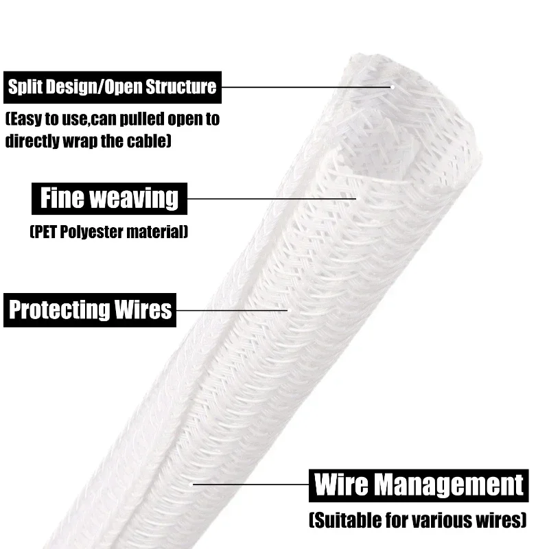 White Self-Closed Cable Sleeve - Cable Sleeve Braided reseña y precio