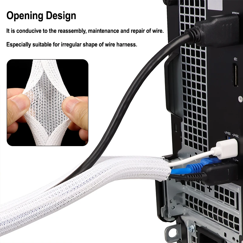 White Self-Closed Cable Sleeve - Cable Sleeve Braided reseña y precio