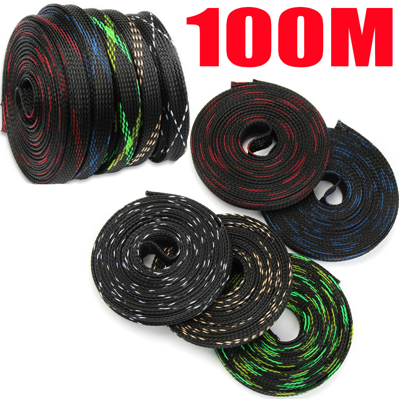 20/50/100M PET Expandable Brai - Cable Sleeve Braided reseña y precio