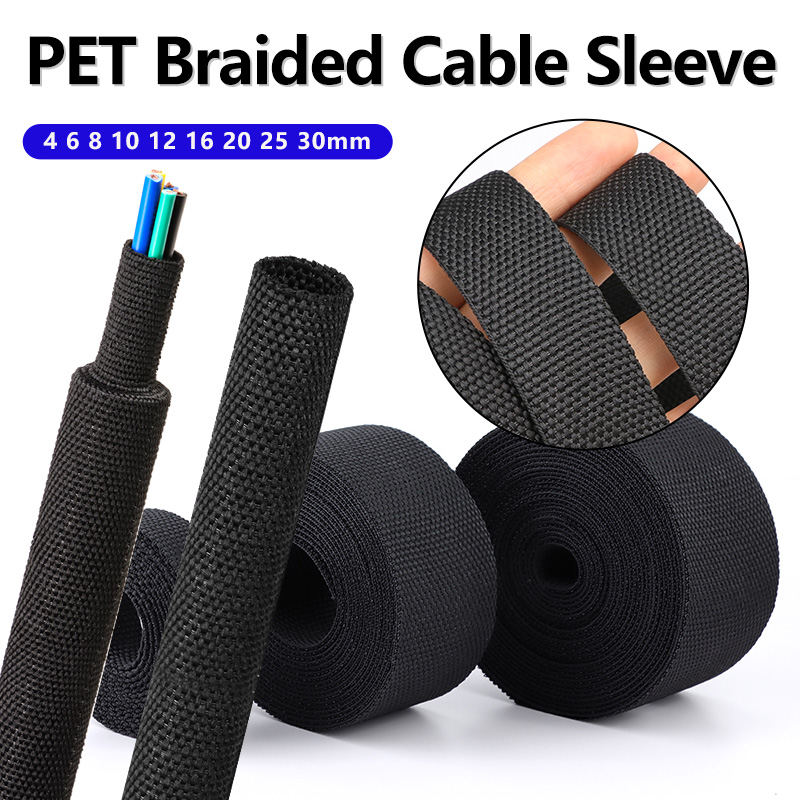 3/5Meters Black PET Braided Ca - Cable Sleeve Braided reseña y precio