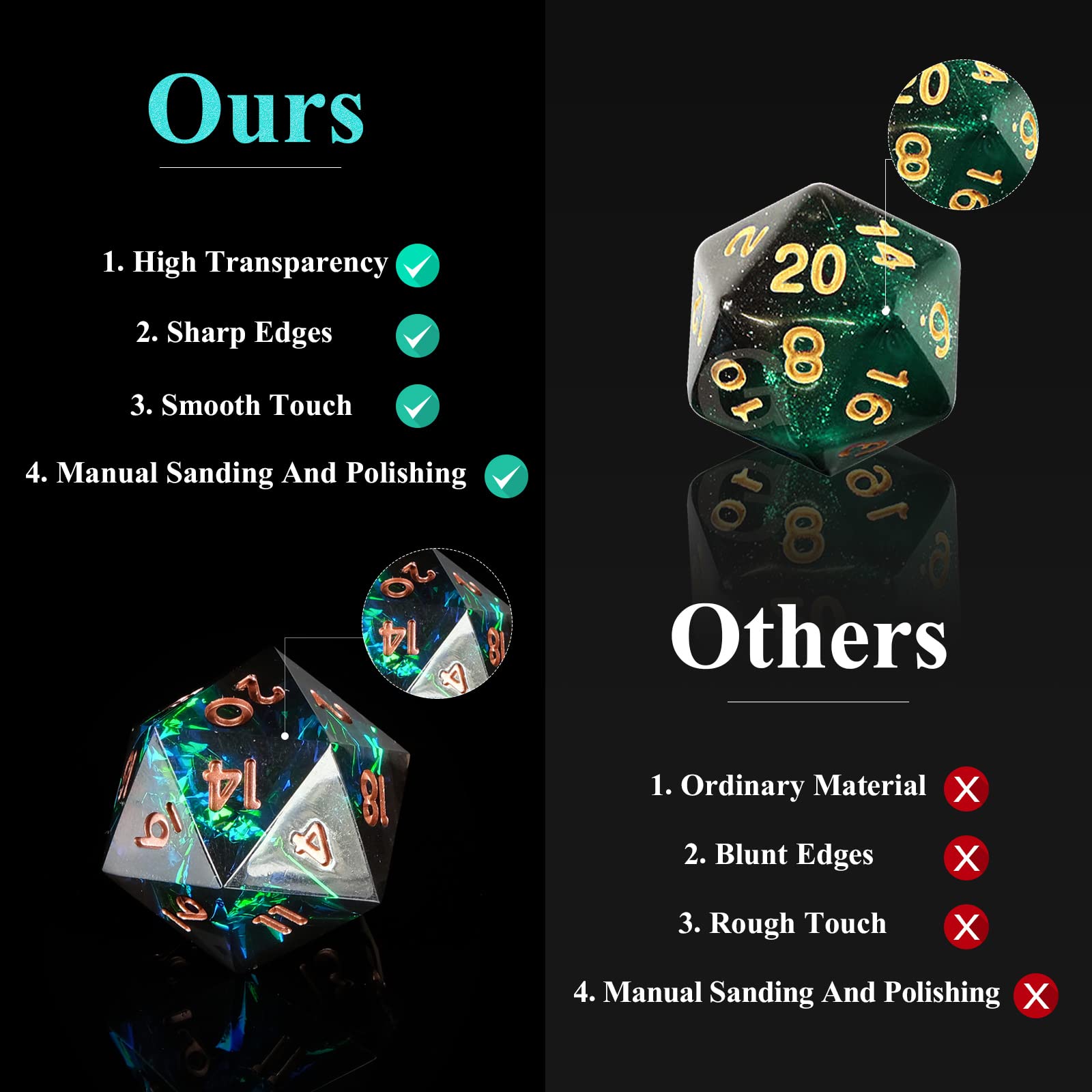 Resin Sharp Edge DND Dice Set  - Gaming Handheld Accessories reseña y precio